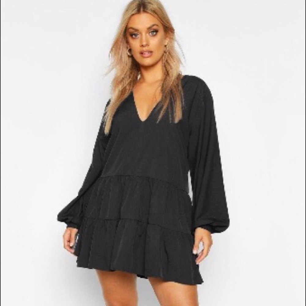 Black Boho smock style dress